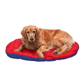 Furhaven Pet Bed for Dogs and Cats - Trail Pup Travel Dog Bed Outdoor Camping Pillow Mat with Stuff Sack, Washable, Flame Red and True Blue, Large