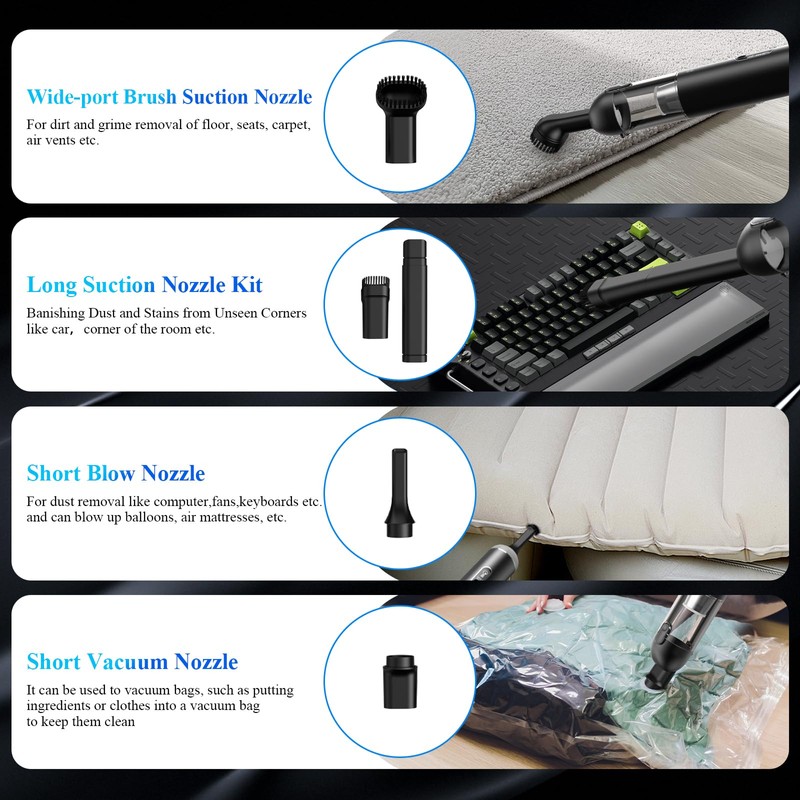 Car Vacuum Portable Cordless - 20000PA High Power Handheld Vacuum