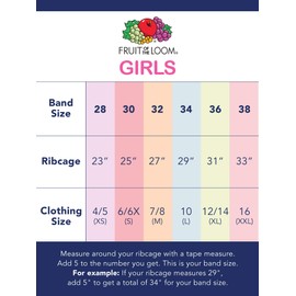 Fruit of the Loom Girls' Cotton Built-up Stretch Sports Bra, Blueberry/Black/Grey/White/Sand/Blush, 36