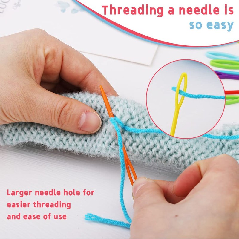 LUNARM 50PCS Yarn Needles Set Assorted Plastic Big Eye Sewing