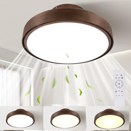 3Ykaital Bladeless Ceiling Fan with Light and Remote,Mordern Enclosed Ceiling Fan,Low Profile Flush Mounted Fan for Bedrooms, Home & Offices,6-Speed Quiet Operation <50dB,Flicker-Free Lighting