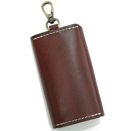 NM Element Men's Vintage Trifold Key Case, Genuine Leather, Carabiner, Vintage Bordeaux