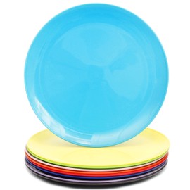 Youngever 8 Inch Plastic Plates, Small Plates, Salad Plates, Dessert Plates, Set of 9 (Rainbow Color)
