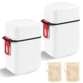 Travel Soap Case, 2 Soap Box and 2 Soap Bags, Portable Soap Dish with Lid and Handle, Soap Holder with Foaming Mesh for Travel, Bathroom, Camping, Outdoor (White)