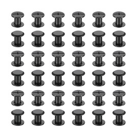 PATIKIL 50 Sets Chicago Screws, 7mm L Chicago Screws Phillips Binding Post Screw Bolts Leather Rivets Fasteners Connectors for Leather Belt Scrapbook Photo Albums, Black