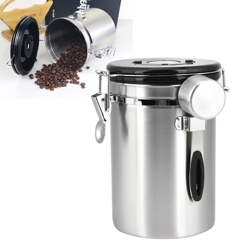 Stainless Steel Coffee Bean Airtight Canister Tea Dried Fruits Storage