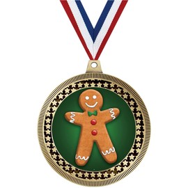 2.75" Gingerbread Man Medal Award, Gold Vega Gingerbread Man Team Trophy Award Includes Free Neck Ribbon
