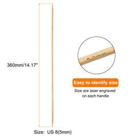 sourcing map 4Pcs Bamboo Knitting Needles Double Pointed Size US 8(5mm) Carbonized 14 Inch(36cm) Straight for Handmade Creative DIY Knitting Craft Yarn