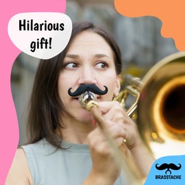 Brasstache 2.0 Combo Pack - [2-Pack] The Original Clip-on Mustache for Brass Instrument Mouthpieces, XL and Handlebar Combo Version (Trombone or Baritone Small Shank)
