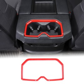 Aunginsy Car Rear Seat Central Armrest Cup Holder Cup Trim Frame Cover Compatible with Toyota Tundra/Sequoia 2022-2023 Back Center Console Cup Holder Decorative Sticker ABS Interior Truck Accessories