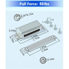 WOOCH Magnetic Door Catch - 50lb High Magnetic Stainless Steel Heavy Duty Catch for Kitchen Bathroom Cupboard Wardrobe Closet Closures Cabinet Door Drawer Latch (Black, 2-Pack)