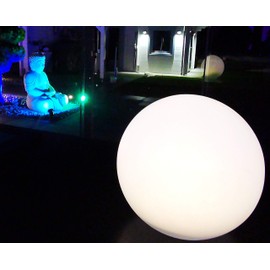 Trango Set of 1 SO-001 IP44 LED Solar Light in 20 cm Diameter White Matt with 3000 K Warm White LED & RGB Colour Changing LED *Snowy* Solar Ball Light Outdoor Light Ball Lamp Garden Light