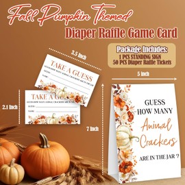 Kqfdr Little Pumpkin Guess How Many Animal Crackers Games, Thanksgiving Baby Shower Game Set (1 Sign With 50 Guess Cards), Fall Gender Reveal Party Favor Supplies -A11