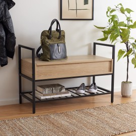 SAFAVIEH Home Collection Rhonwen Sand/Black Storage Bench