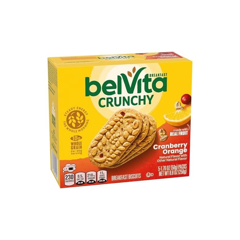Belvita Cranberry Orange Breakfast Biscuits, 30 Total Packs, 6 Boxes