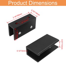 Rierdge 8 Pack Adjustable Glass Shelf Brackets Aluminum Alloy Holder Support for 10-12 mm Thick Glass, 55 x 30 x 19mm, Black