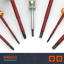 Presch VDE Screwdriver Sets 7 pcs - Magnetic Electrician Screwdriver Set 1000V, Insulated, with Voltage Tester for Electric