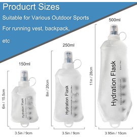CLINTT - Botella blanda plegable de 250 ml, para correr, con plegado de TPU, libre de BPA, para paquete de hidratación, chaleco para correr, ciclismo, escalada, senderismo - 1 pieza, blanca