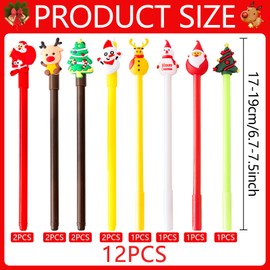 Christmas Ballpoint Pens, Pack of 12 Christmas Ballpoint Pens, Christmas Gel Pens, Cute Rollerball Pen for Christmas, Party, Gift, Office, School Supplies