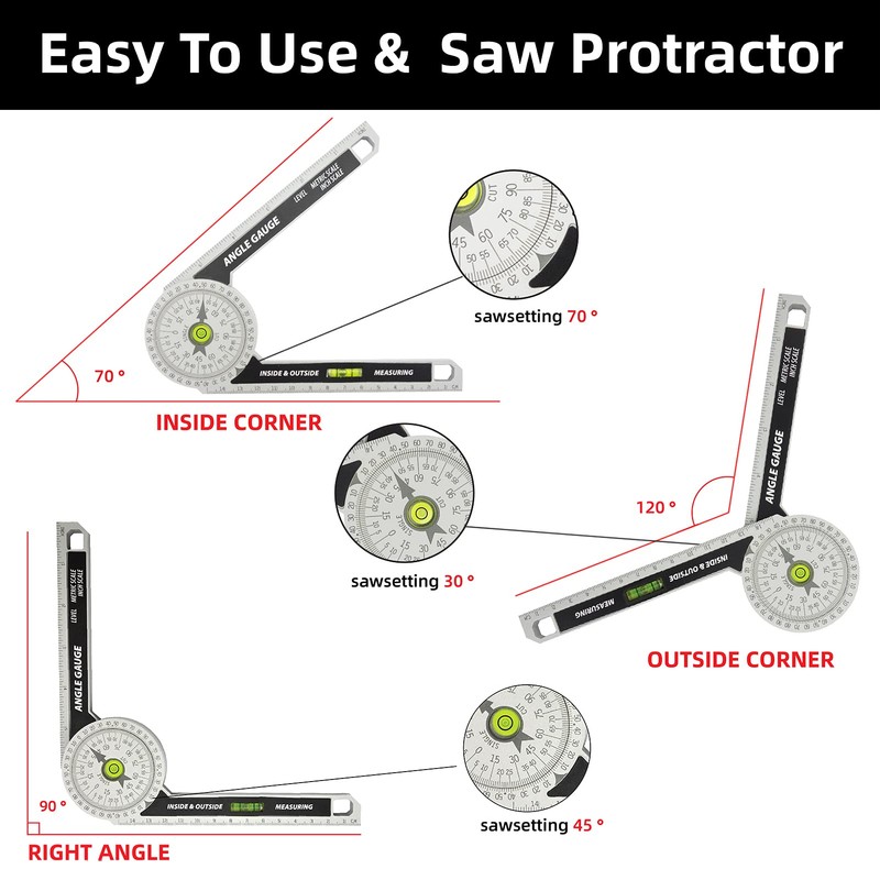 NORTOOLS Miter Saw Protractors Construction Angle Finder Crown Molding Angle