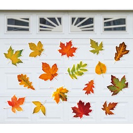 JarThenaAMCS 16Pcs Fall Garage Door Magnets Decoration Autumn Leaves Garage Stickers Decals Maple Leaf Magnet Refrigerator Stickers for Holiday Thanksgiving Party Home Decor