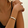 White Gold Open Cuff Bracelet for Women Men Adjustable Chunky