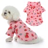 Dog Summer Shirts Cute Strawberry Print Turn Down Collar Snap