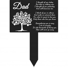 Dad Memorial Stakes Metal Grave Cemetery Decorations Waterproof Markers Plaque Sympathy Garden Stake Cemetery Memorial Signs Decoration for Outdoor Garden Grave