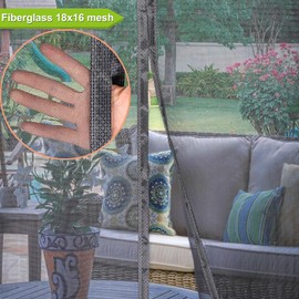 Risareyi Fiberglass Magnetic Screen Door Actual Size 34"x81", Grey Bugs Net Thicker Mesh Curtain Screen with Magnets Heavy Duty for Front Door, Keep Bugs Out, Full Frame Hook & Loop