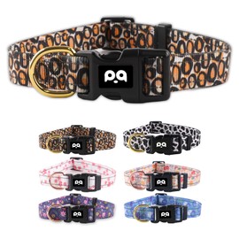 QQPETS Reflective Dog Collar for Larges Dogs, Cool Painting Style Heavy Duty Nylon Collar for Boy and Girl Pet, Soft Necklace with Quick Release Buckle, Golden