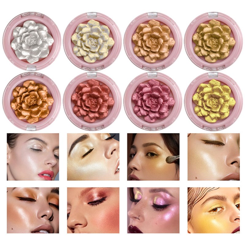 Highlighter Palette, 3D Rose Blush, Body Luminizer Highlighter Face Makeup,