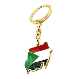 SNS Components Sudan Sudanese Africa African Gold Country Flag Key Ring Metal Enamel Keyring