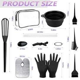 POMFAEE 30pcs Hair Dye Coloring Kit, Hair Coloring Kit, Salon Hair Dye Tools, Hair Dye Brush and Bowl Set, Hair Dye Kit, Complete DIY Tools for Home Hair Coloring, Black