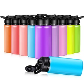 Mimorou 10 Pcs 17oz Reusable Aluminum Water Bottles Bulk Multicolor Outdoor Sports Water Bottles Multipack Travel Bottles for Gym Cycling Camping, Snap Lid(Macaron Color)