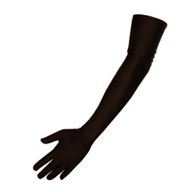 Long Satin Gloves Black White Red 53 cm (Black)
