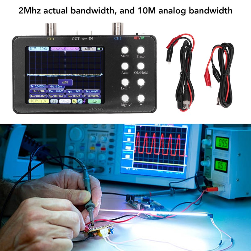 Digital Oscilloscope 2 Channel Portable Signal Generator 2Mhz Bandwidth 50M