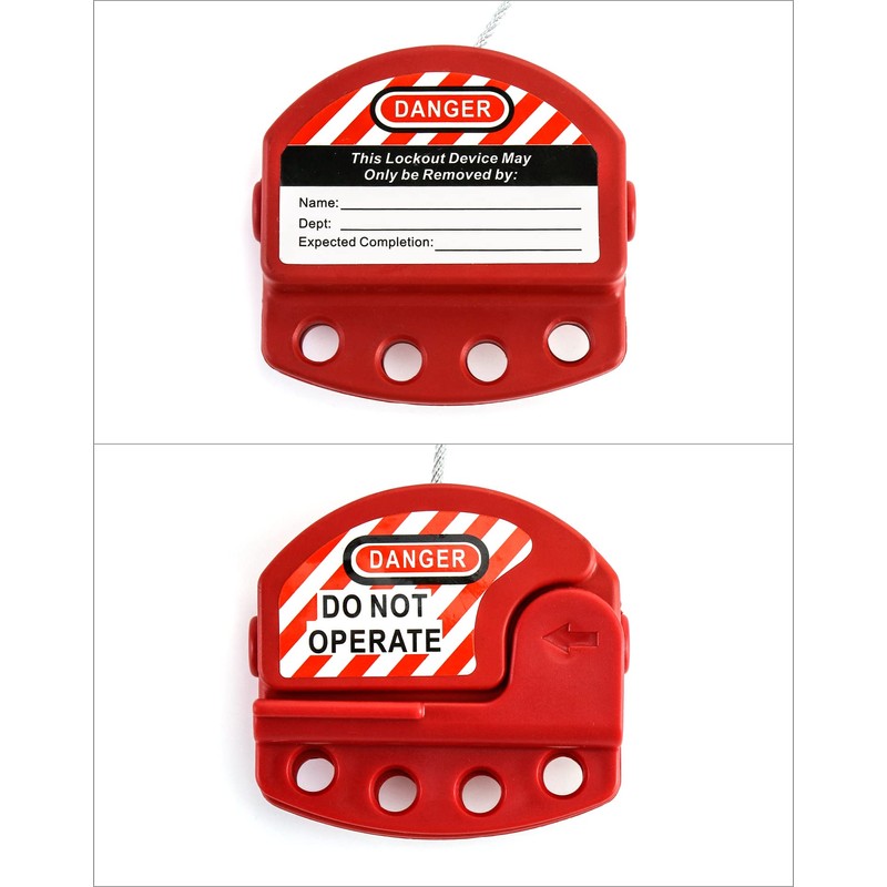 QWORK Lockout Tagout Cable Lock, 4 Pack Adjustable Steel Vinyl