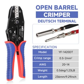 HKS 20-14AWG Size16 20 Deutsch DT DTM Crimp Tool (YF-1420DT) - Open Barrel Terminal Crimper for Stamped Contacts​​