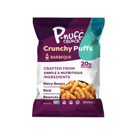 Pnuff Crunch Peanut Butter Puffs - Healthy Snacks, Low Calorie Snacks, Gluten Free Snacks, Vegan, High Protein, Keto, Office Snacks, Low Sugar, as Seen on Shark Tank - Barbeque, 4 Oz Bag (Pack of 15)