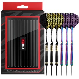 CyeeLife Pro Steel Tip Darts Set – 20g Brass Darts Gift Set with Dart Case | Includes 6 Aluminum Shafts, 12 Flights, 20 O-Rings, 2 Protectors, Sharpener & Tools for Beginners or Professionals