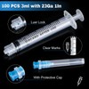 100 Pack 3ml Syringes with Needle-23Ga 1 Inch Needle with