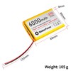YELUFT 2pcs 3.7V 6000mAh Lithium Polymer Rechargeable Battery with Integrated