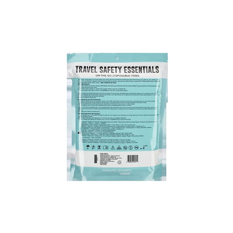 TRAVEL SMART Travel Safety Kit with Seat Covers and Face