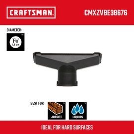 CRAFTSMAN CMXZVBE38676 1-7/8 in. Utility Nozzle Wet/Dry Shop Vac Attachment, Industrial-Grade Shop Vacuum Accessory for Cleaning Hard Surfaces, Fits 1-7/8 in. Hose Diameter