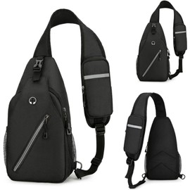 DOJUNS Crossbody Bags Sling Backpack, Sling Bag Cross body Shoulder Bag for Men and Women Chest Bag Travel Hiking Daypack (Black)