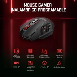 TERPORT S700 Mouse Gaming de Modo Dual Inalámbrico, 18 Botones Programable, 16000DPI con Sensor Óptico de Alta Precisión, Diseño Ergonómico, RGB Iluminación, Mouse Juegos Con 1000Hz Tasas de Sondeo