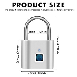 Fingerprint Lock: WIYETY Padlock Finlgerimpression, Lock Fingerprint, Small Lock with Fingerprint, Fingerprint Padlock Suitable for Gym Lockers, Backpacks