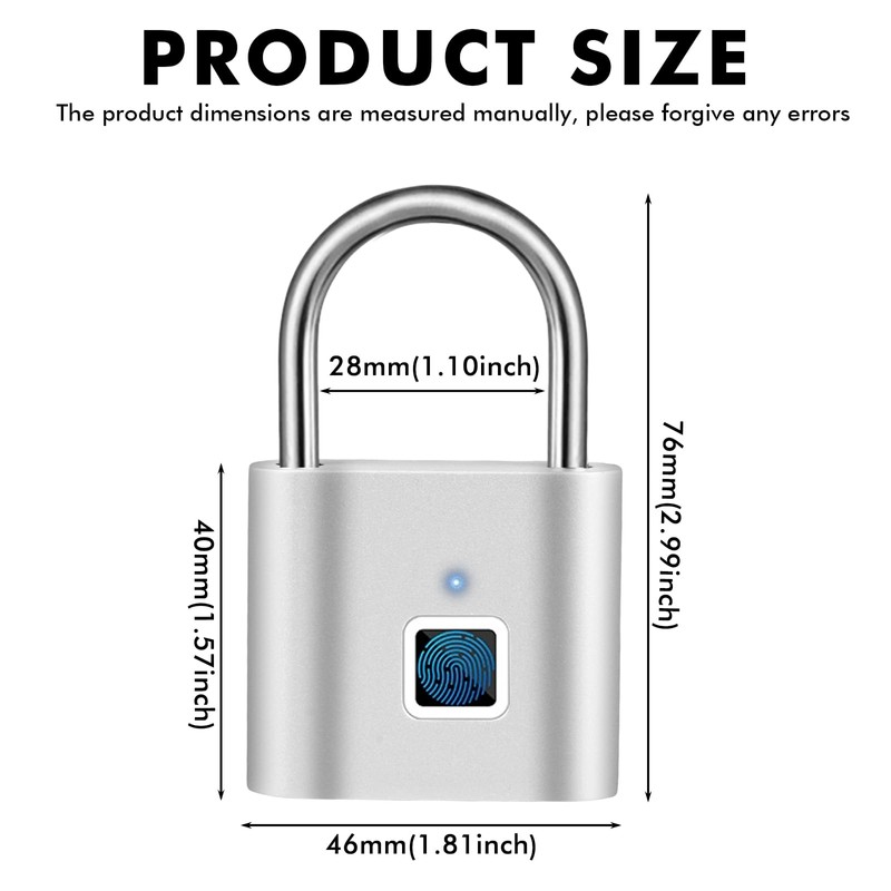 Fingerprint Lock: WIYETY Padlock Finlgerimpression, Lock Fingerprint, Small Lock with
