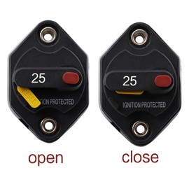 JIAKUPA 12V 24V 32V DC Panel Mount Circuit Breaker 25A with Manual Reset Button Switchable for Auto Truck RV Marine Trailer Car Marine Boat Trolling Motors