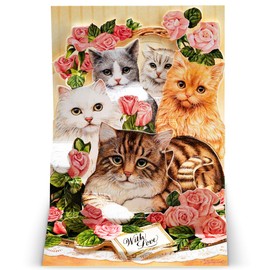 Happy Birthday Cards - Holiday Greeting Card, Graduation, Wedding, Anniversary Cards - for Wife Husband Kids Friends w/ Mailing Envelope - Cats